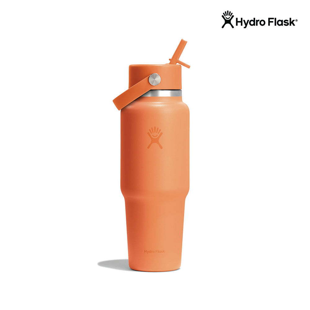Hydro Flask Wide Mouth Flex Straw Cap Travel Bottle 32 oz Nectar Orange