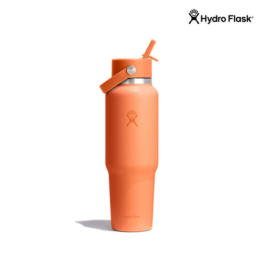 Hydro Flask Wide Mouth Flex Straw Cap Travel Bottle 40 oz Nectar Orange
