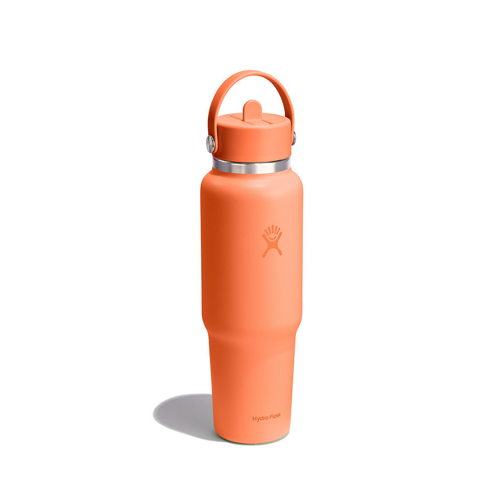 Hydro Flask Wide Mouth Flex Straw Cap Travel Bottle 40 oz Nectar Orange