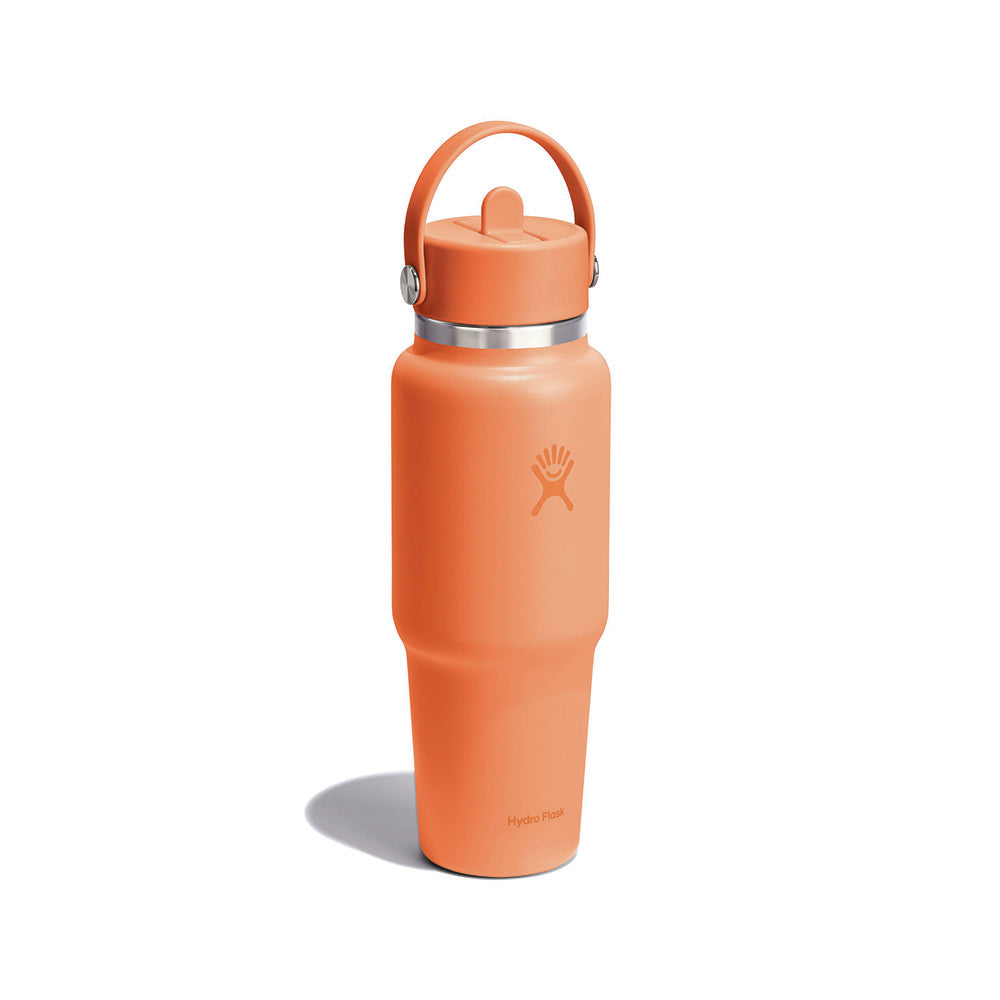 Hydro Flask Wide Mouth Flex Straw Cap Travel Bottle 32 oz Nectar Orange
