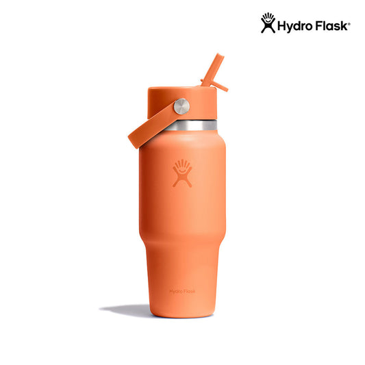 Hydro Flask Wide Mouth Flex Straw Cap Travel Bottle 24 oz Nectar Orange